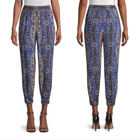 NWT Kobi Halperin Tristin Azure Multicolor Paisley Print Harem Jogger Pants XXL - Picture 3 of 9